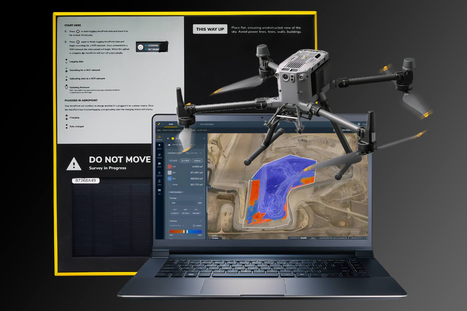 Propeller platform with an AeroPoint and flying drone.