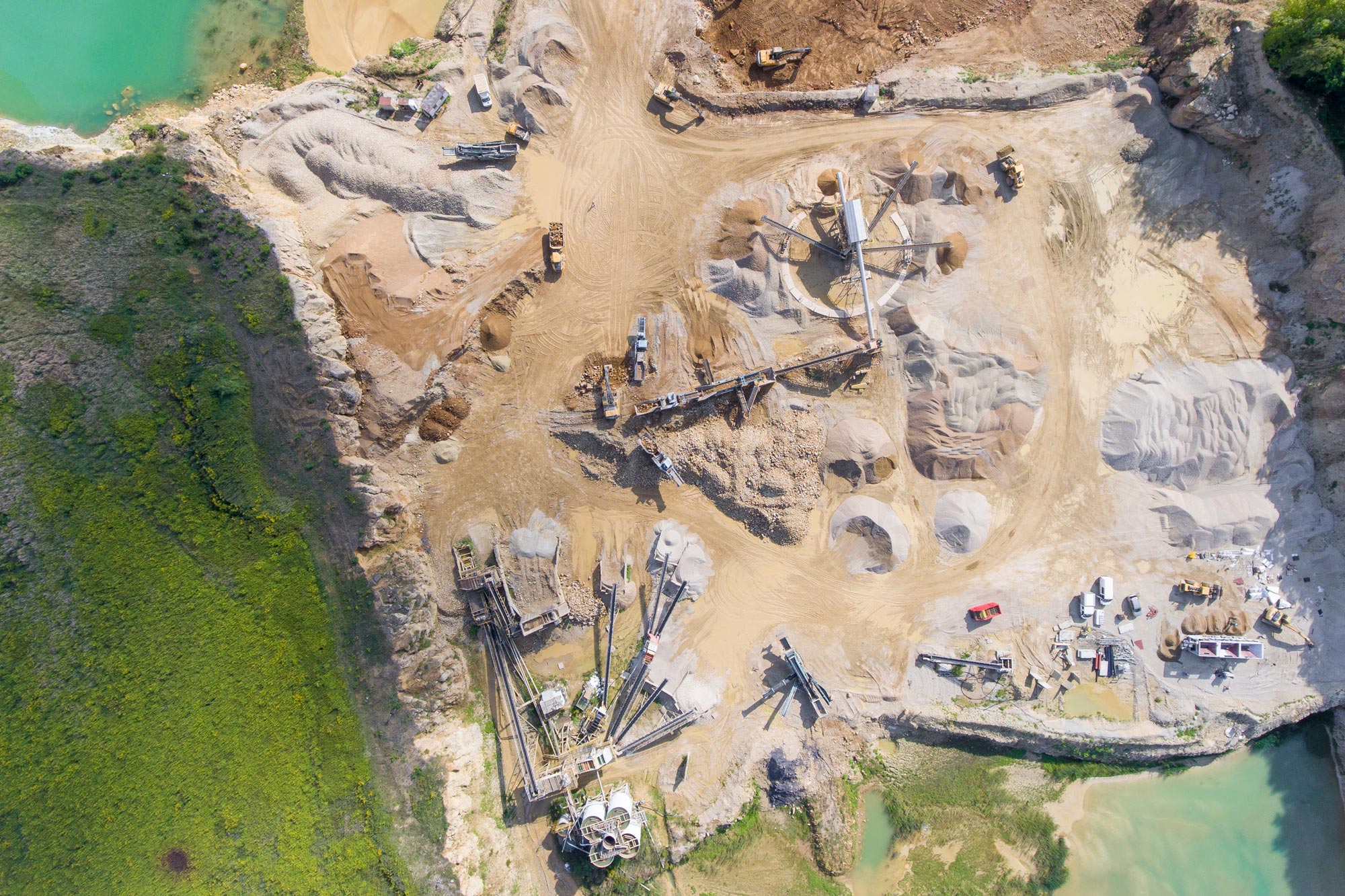 A drone image looking down at a Quarry site.