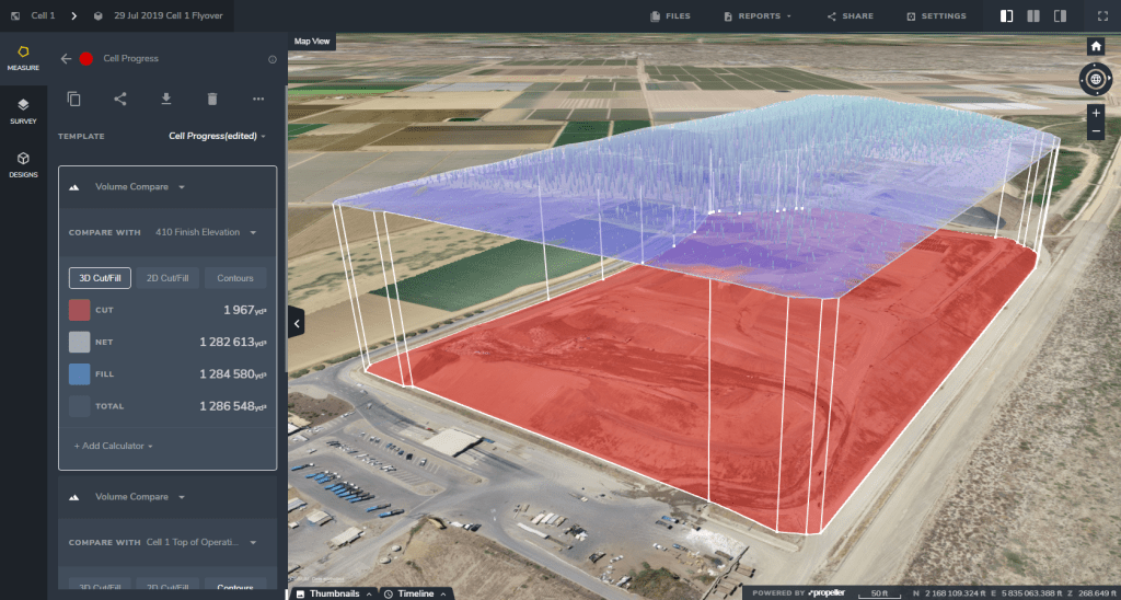 Airspace for landfill cell