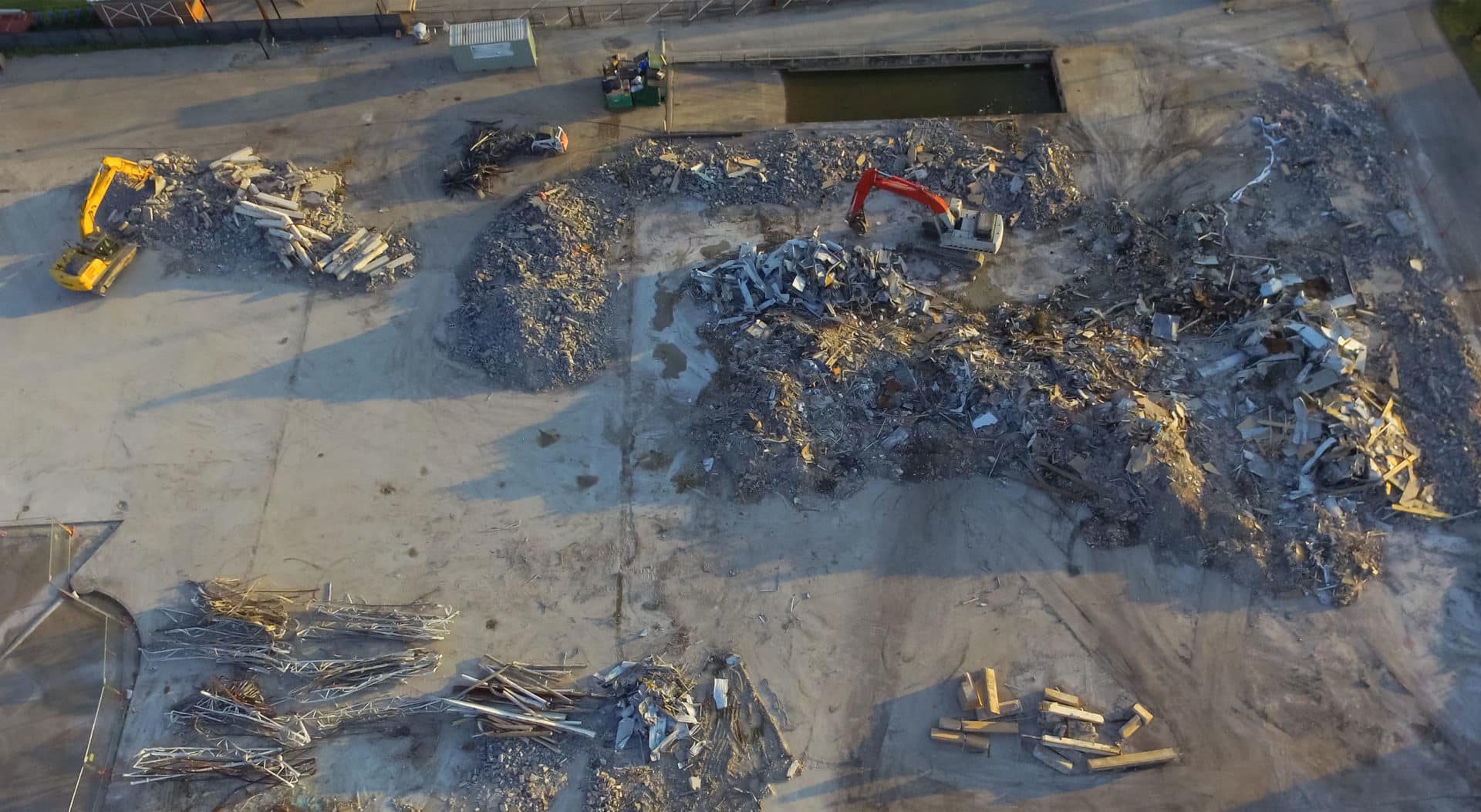 Aerial photo of a waste management work site.