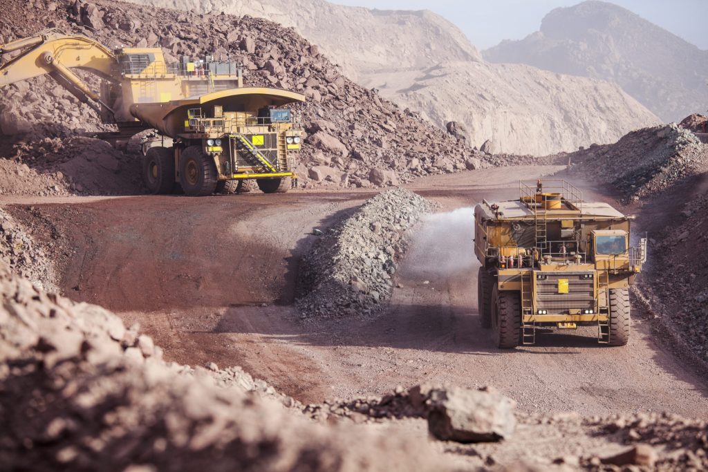 Trucks working on a mine 