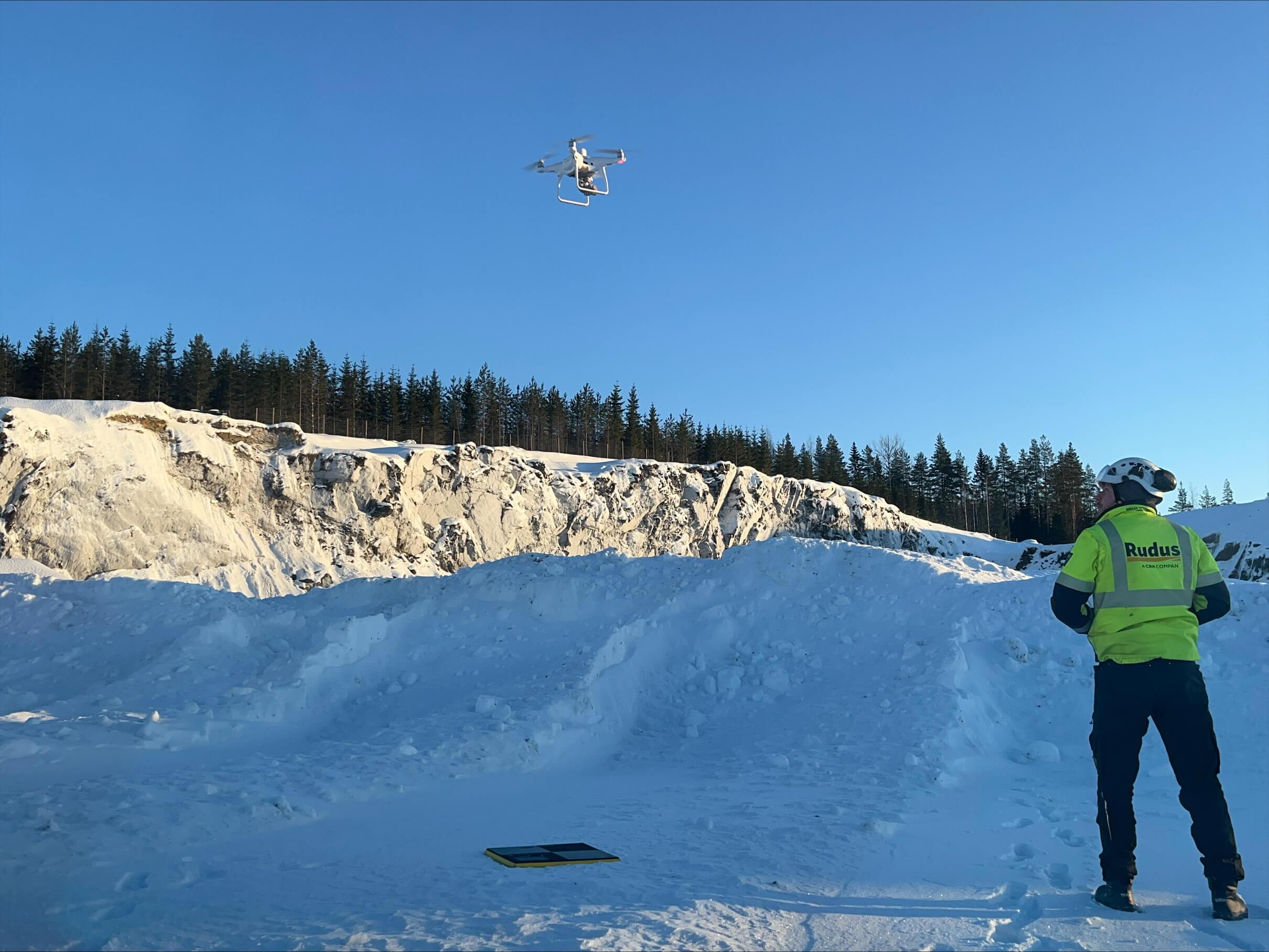 Rudus employee flying a drone