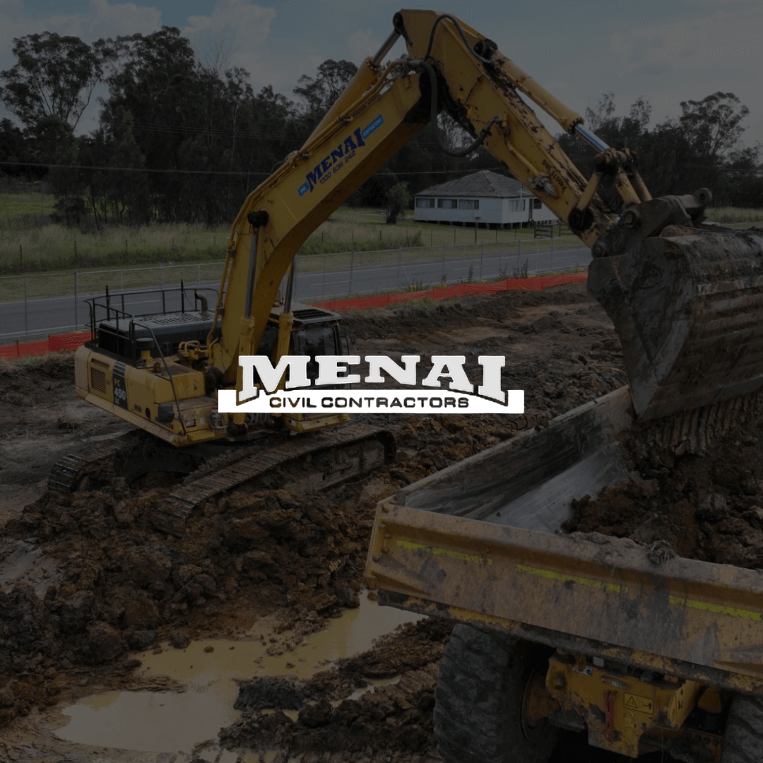 Menai Civil contractor's machines on site