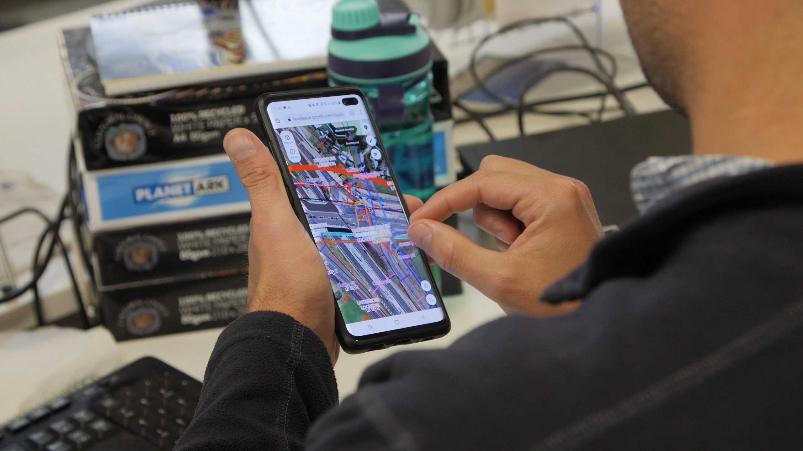 mobile worksite map on a phone