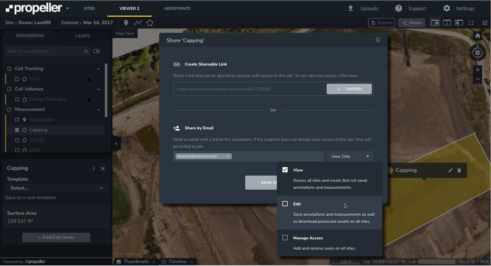 Data sharing and permissions controls on the Propeller Platform