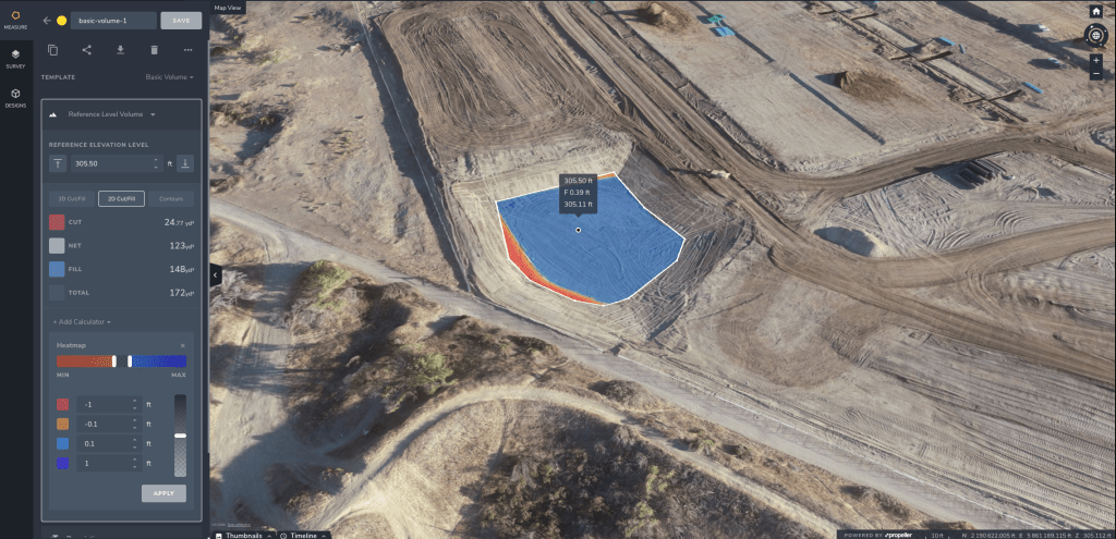 screenshot of a 3d worksite model in the Propeller Platform