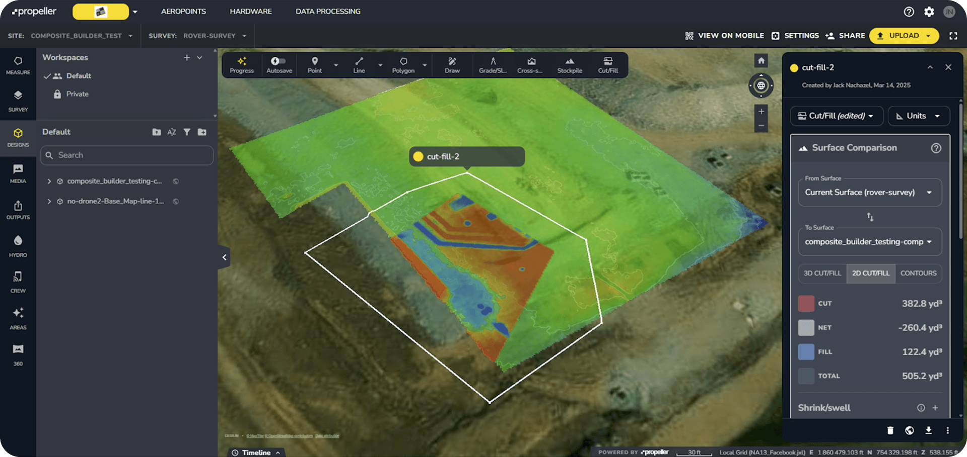 propeller platform showcasing changes in elevation no drone workflows
