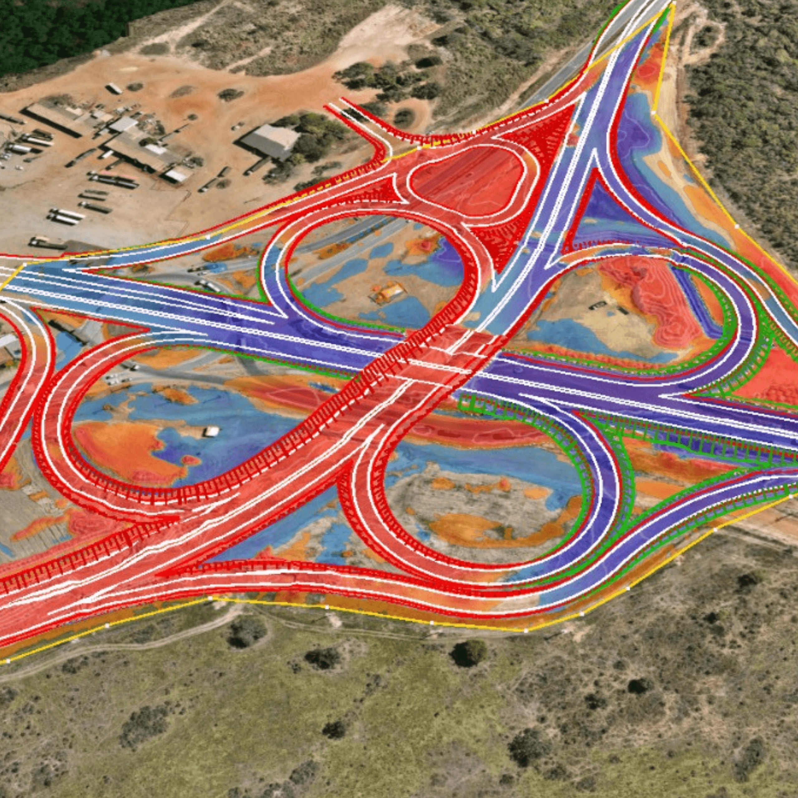 Nova Rota do Oeste interchange with software overlays
