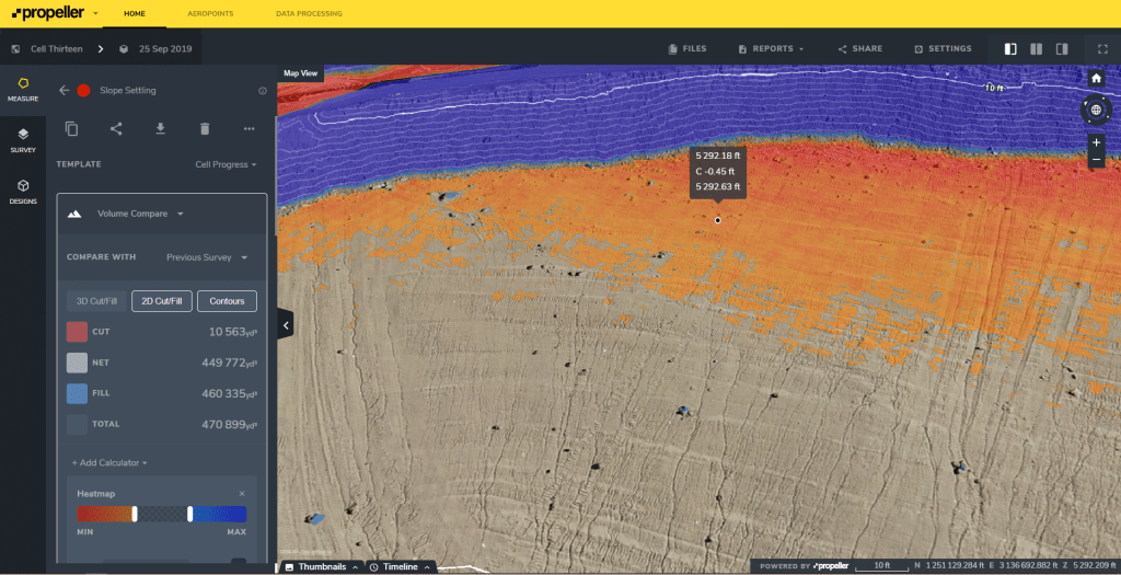 Volume compare, on Propeller platform - Drone density calculation.