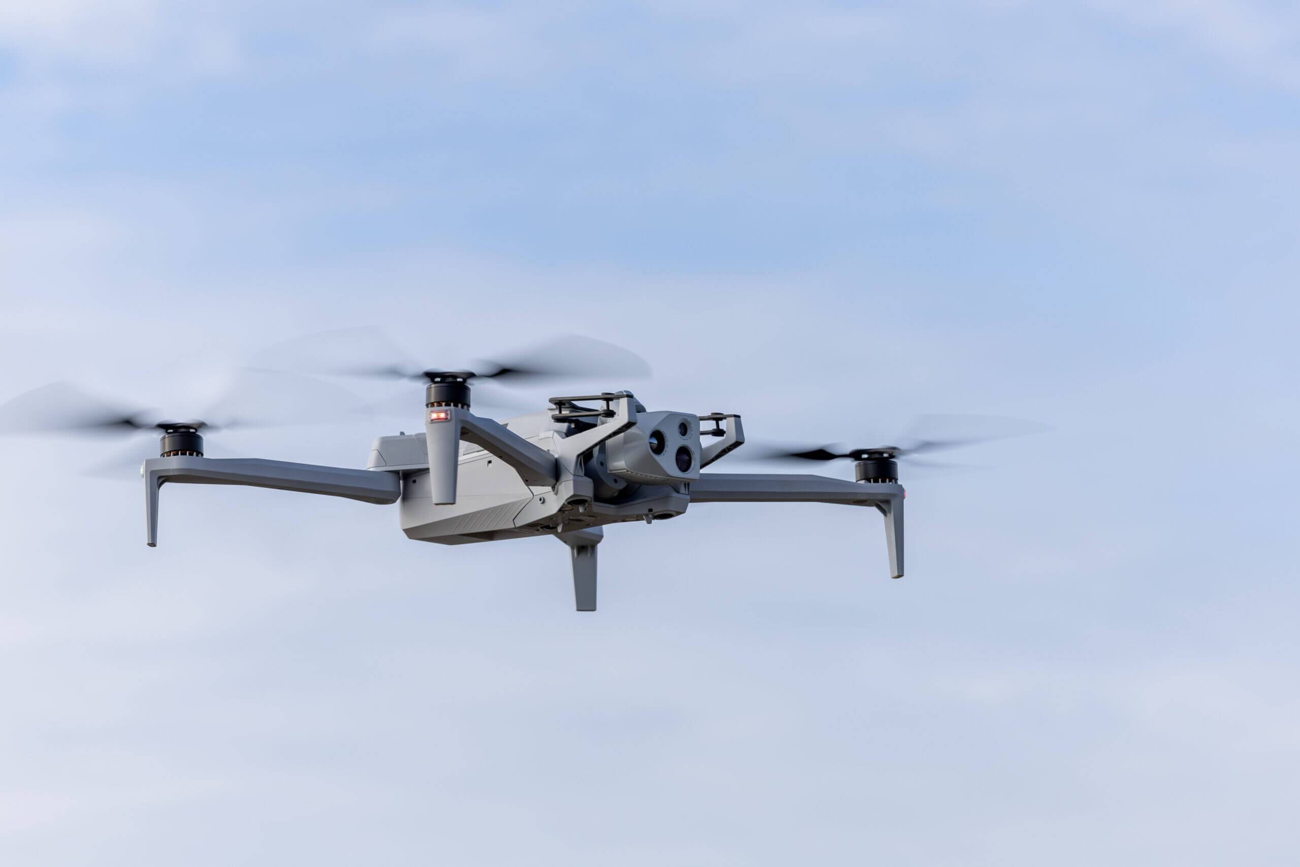 Skydio X10 drone flying in the air