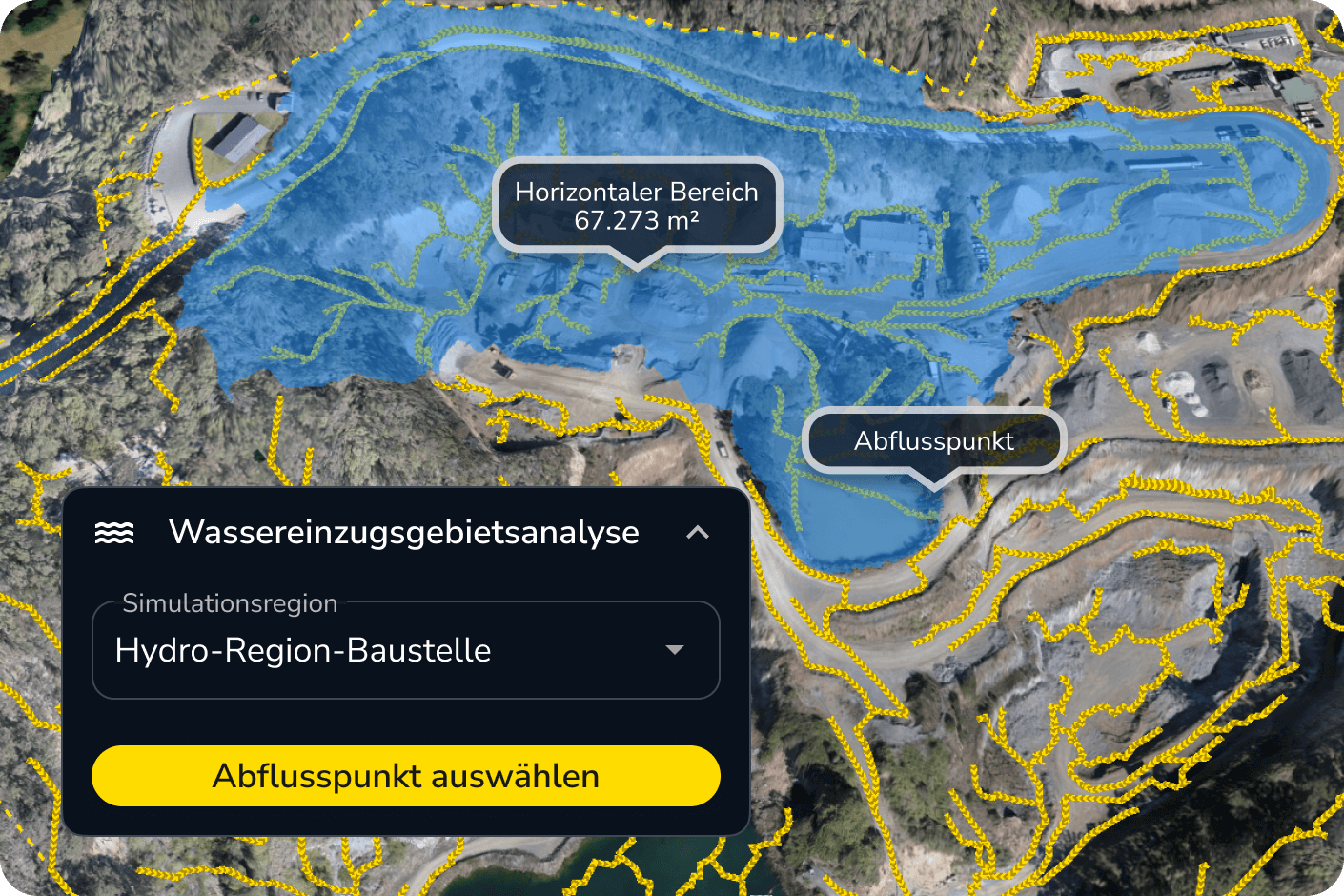 Mockup der Wassereinzugsgebietsanalyse in Propeller