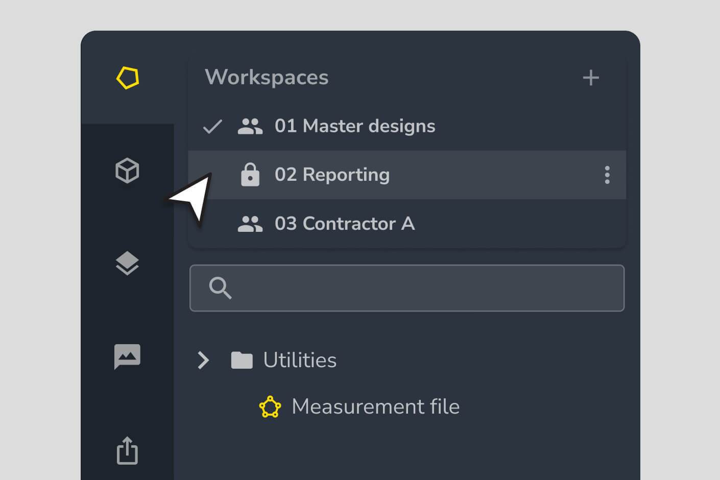 User interface for folder structures in workspaces