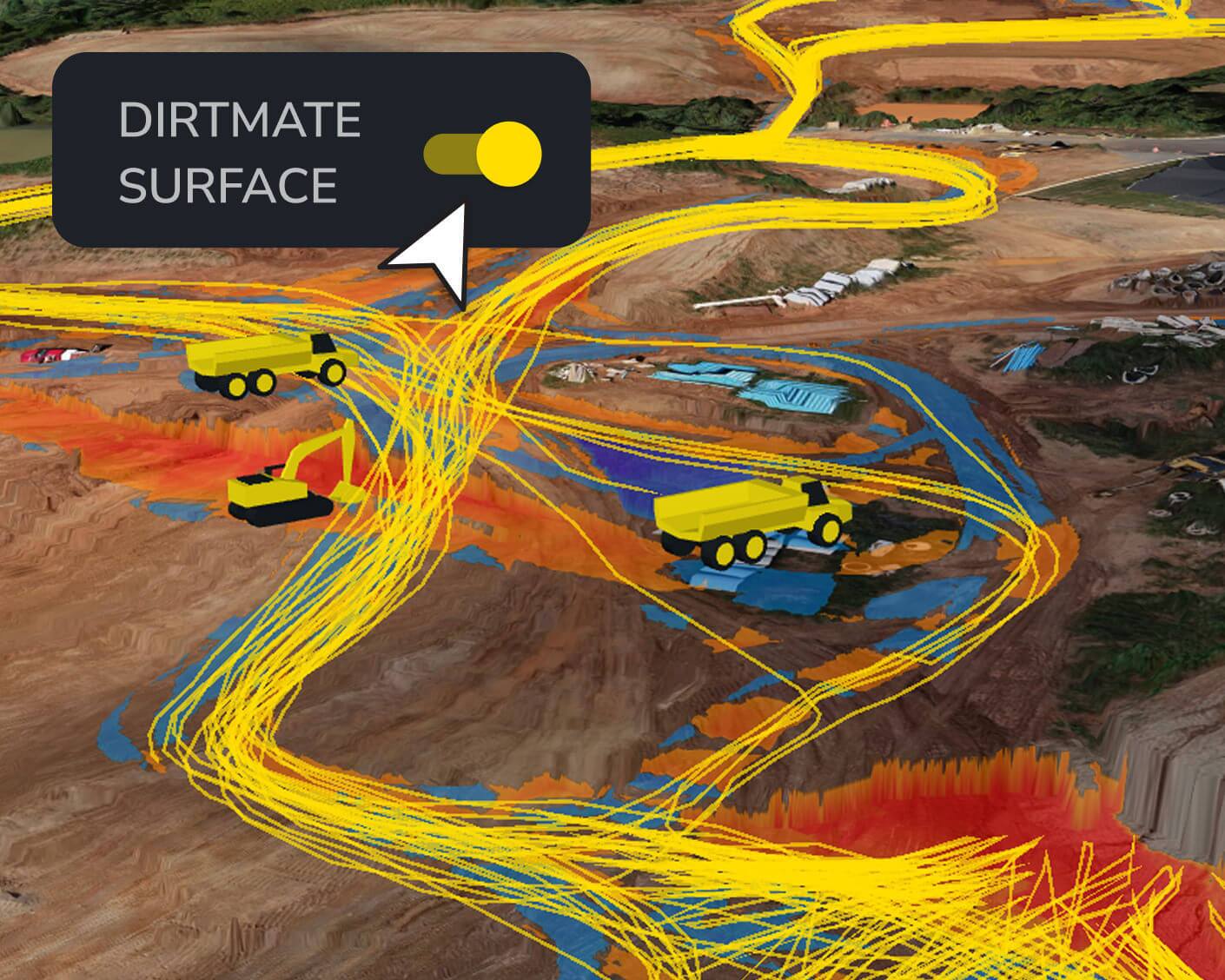 Dirtmate surface cut fill heatmap. Progress tracking.