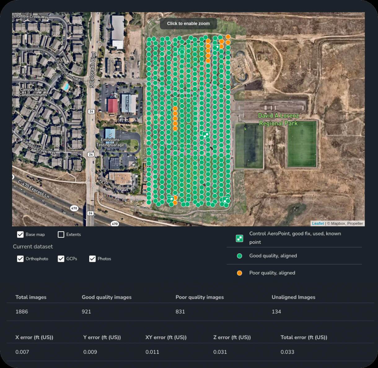 aeropoint and ground control verification process to understand what has good quality vs poor quality for uploading accuracy