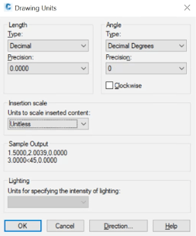 Civil 3D Drawing Units dialog box 