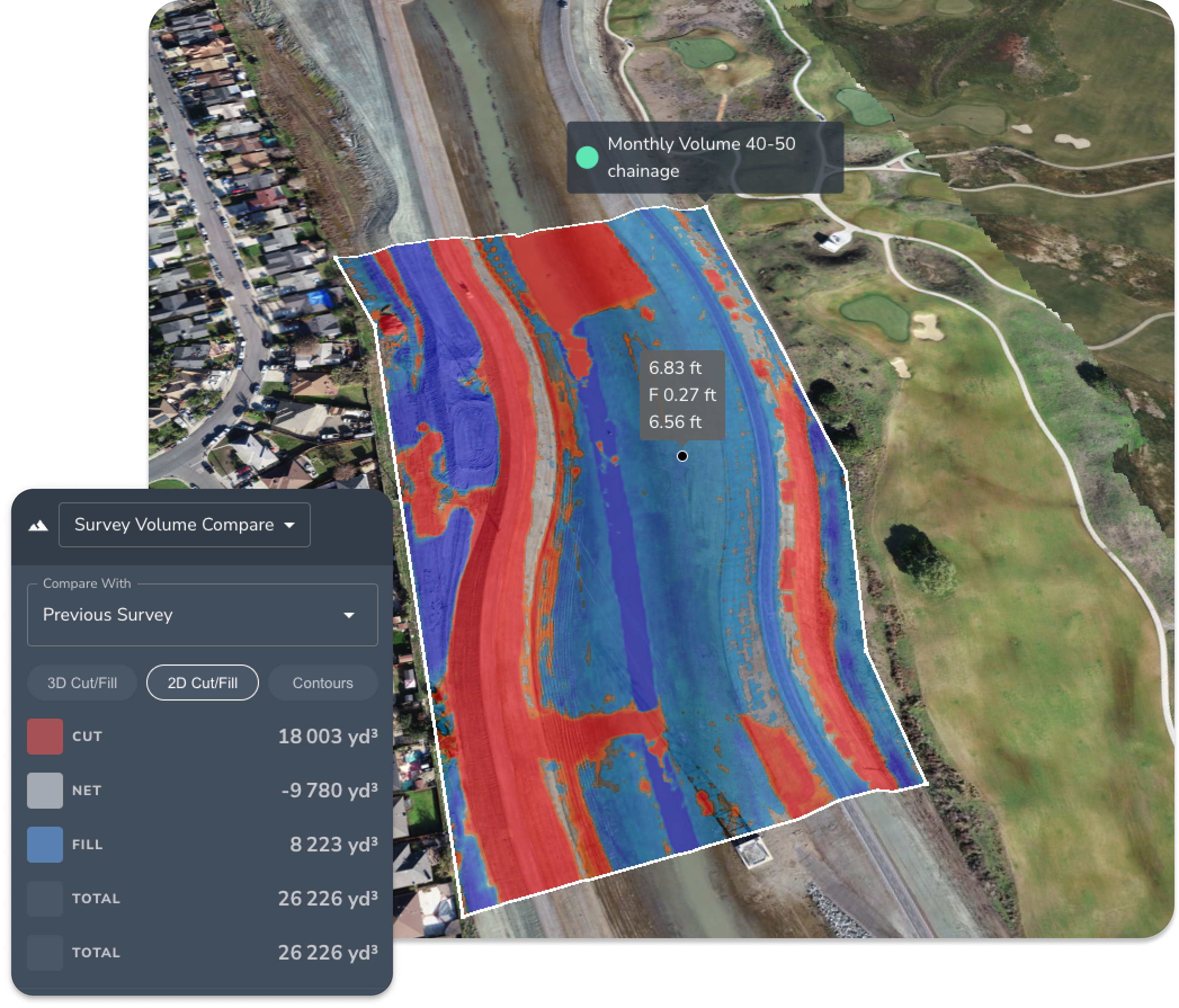cut-fill calculation for earthwork progress tracking