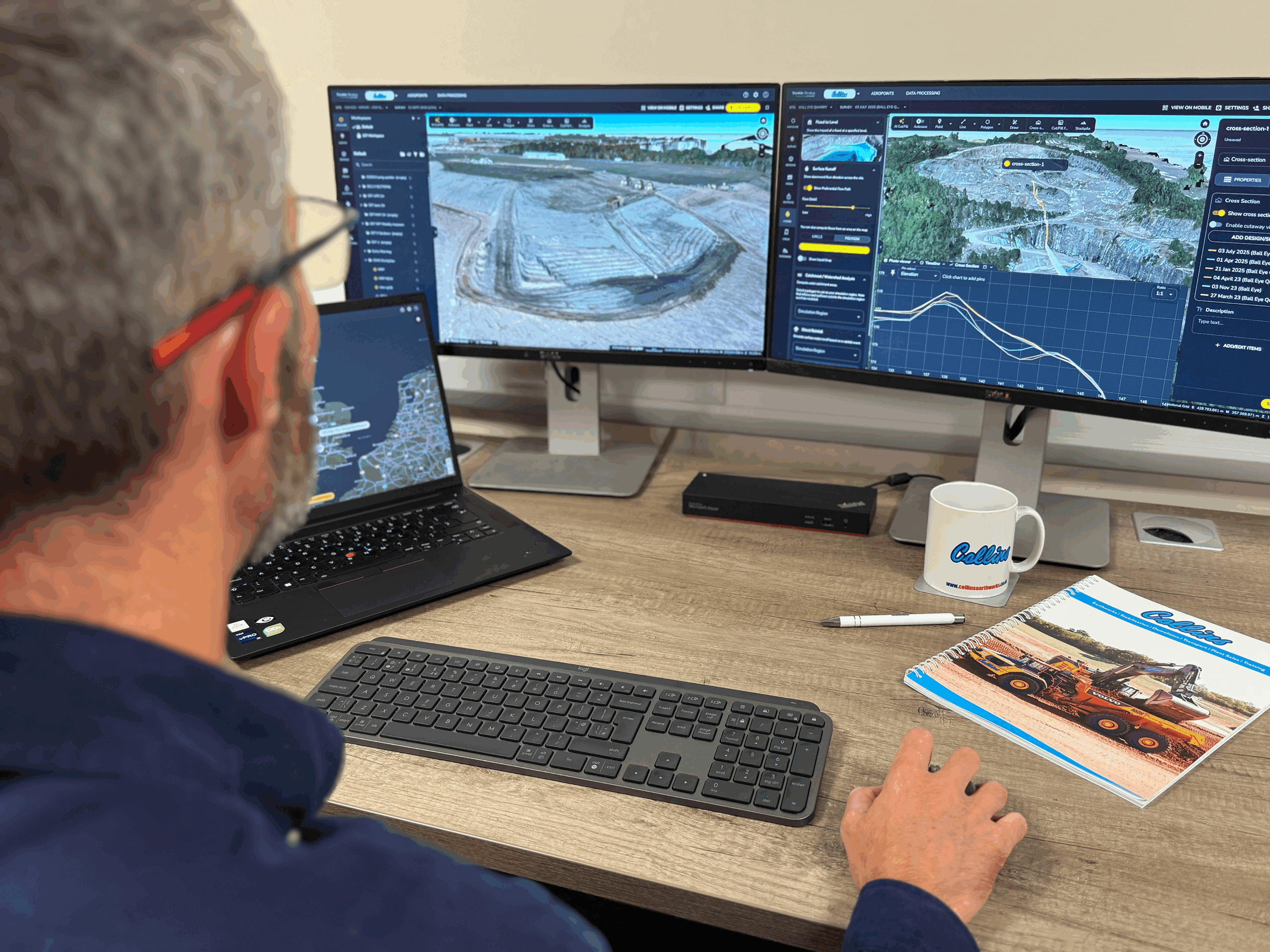 Person from Collins reviewing data in Propeller at a desk