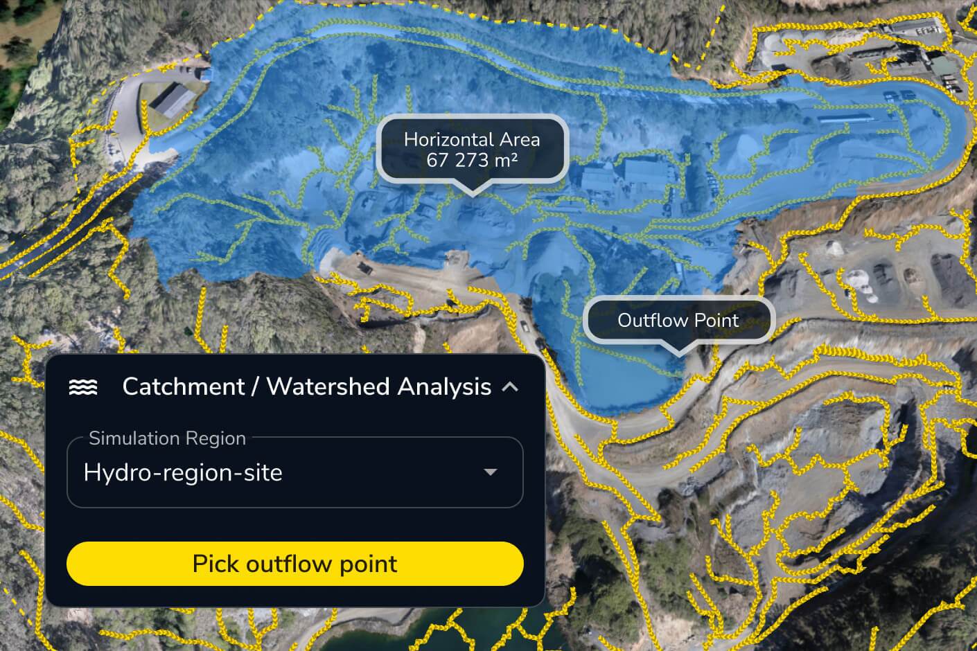 showing the run off volume and drainage pattern on a worksite