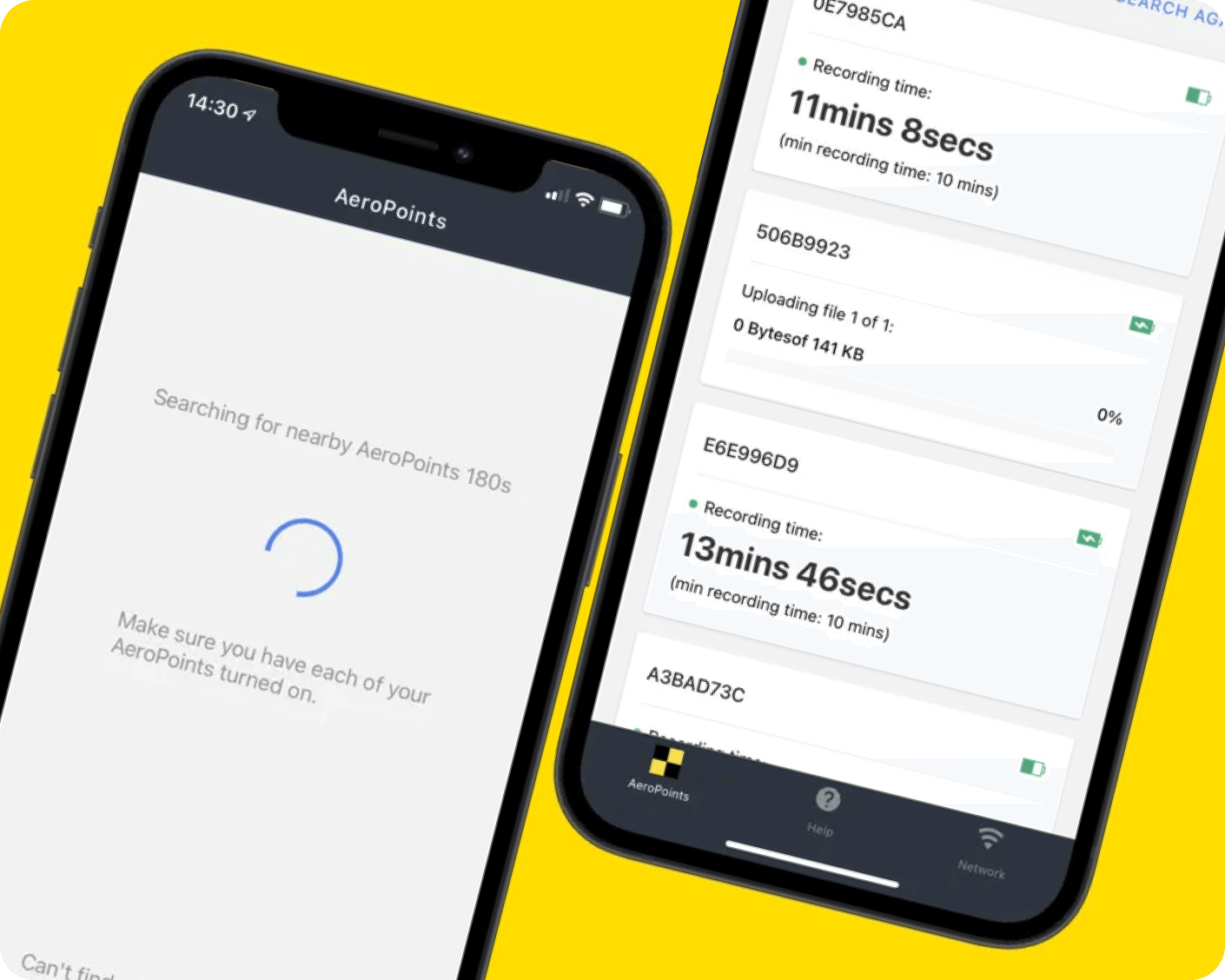 screenshots from the Propeller Mobile app