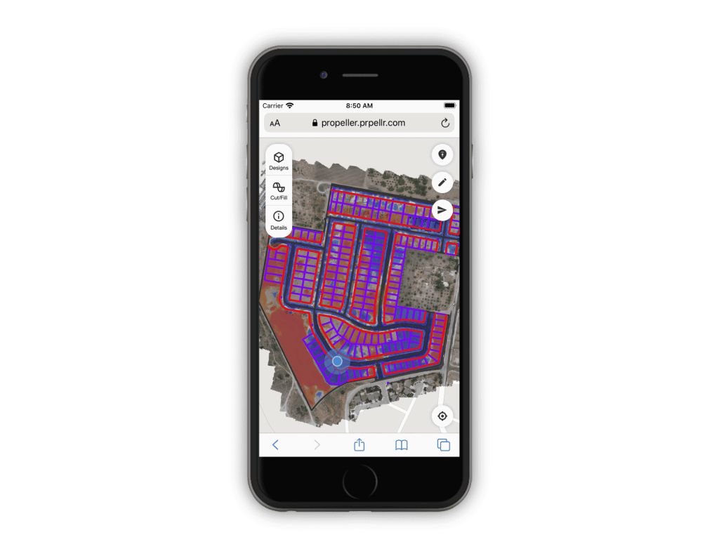 Propeller drone map on mobile