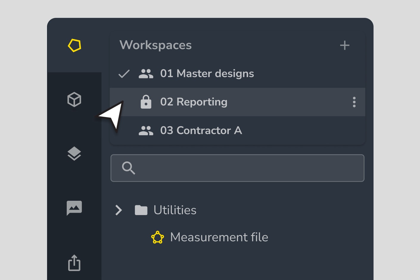User interface for folder structures in workspaces