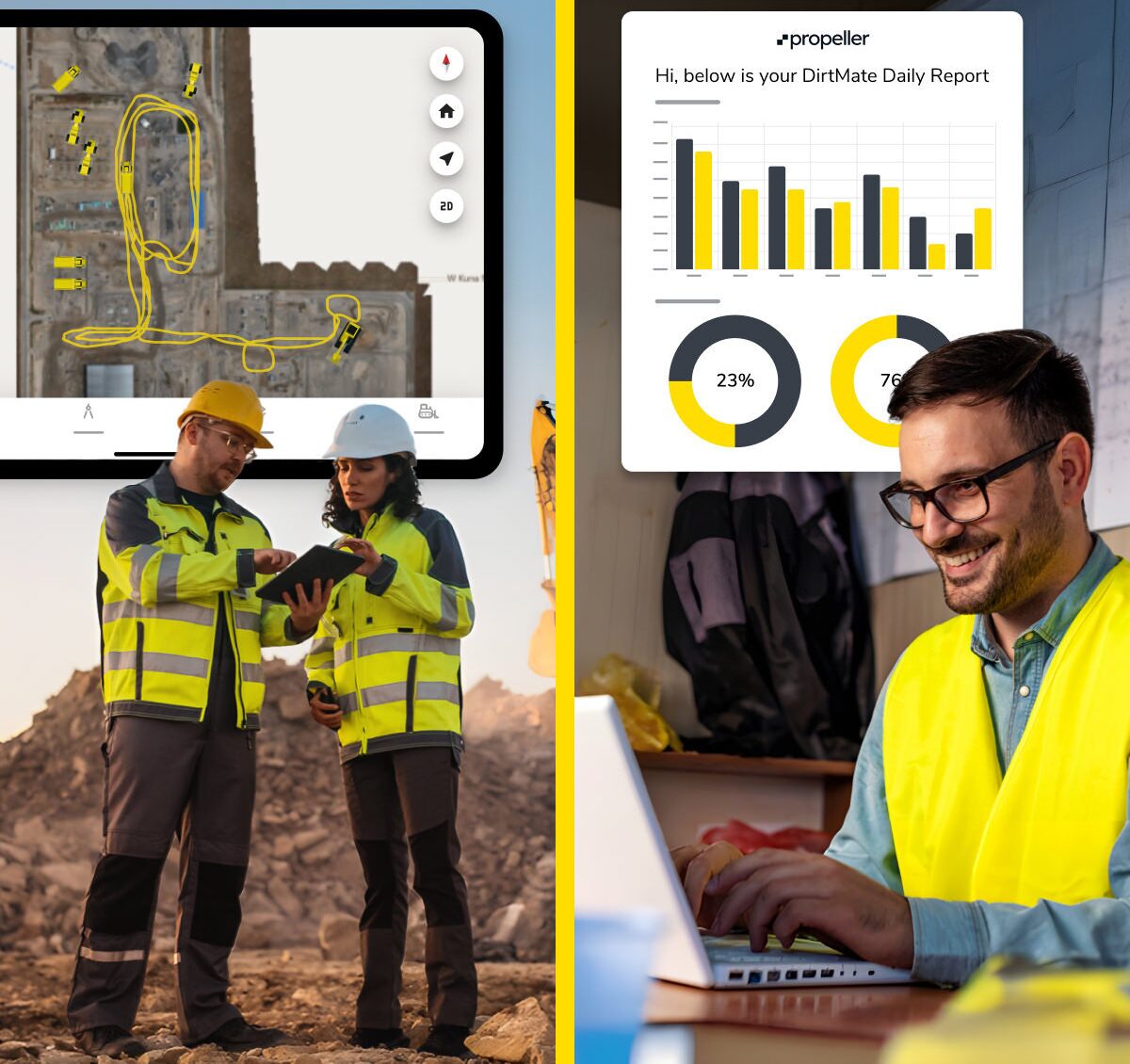 people collaborating in the office and in the field