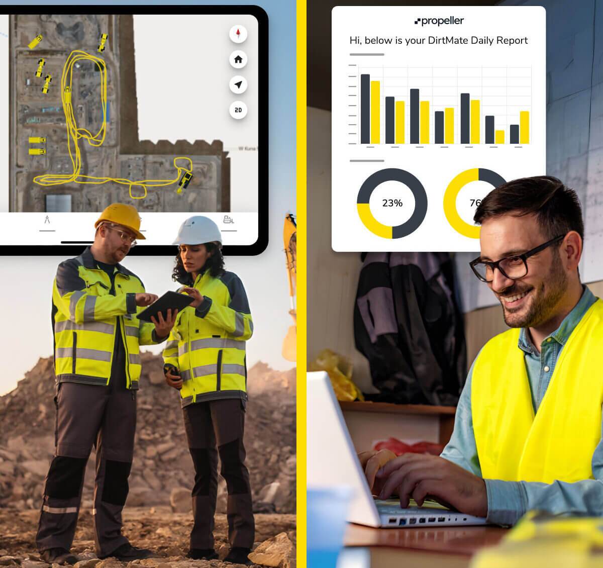 people collaborating in the office and in the field