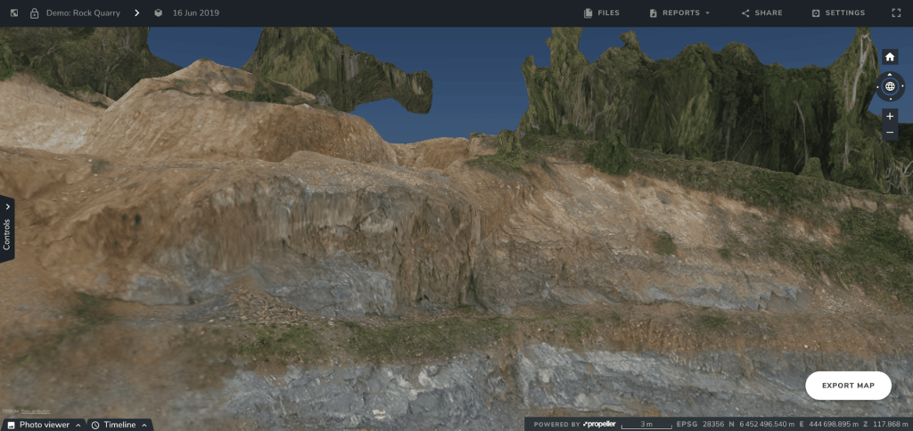 Propeller Platform quarry demo site with vertical face imagery