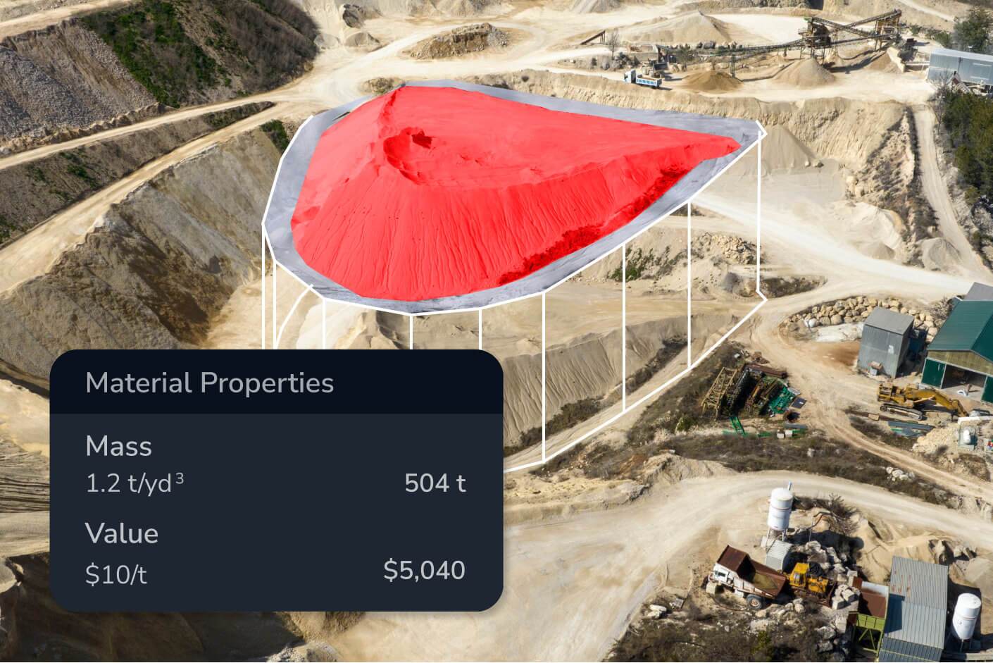 Stockpile material properties mass and value