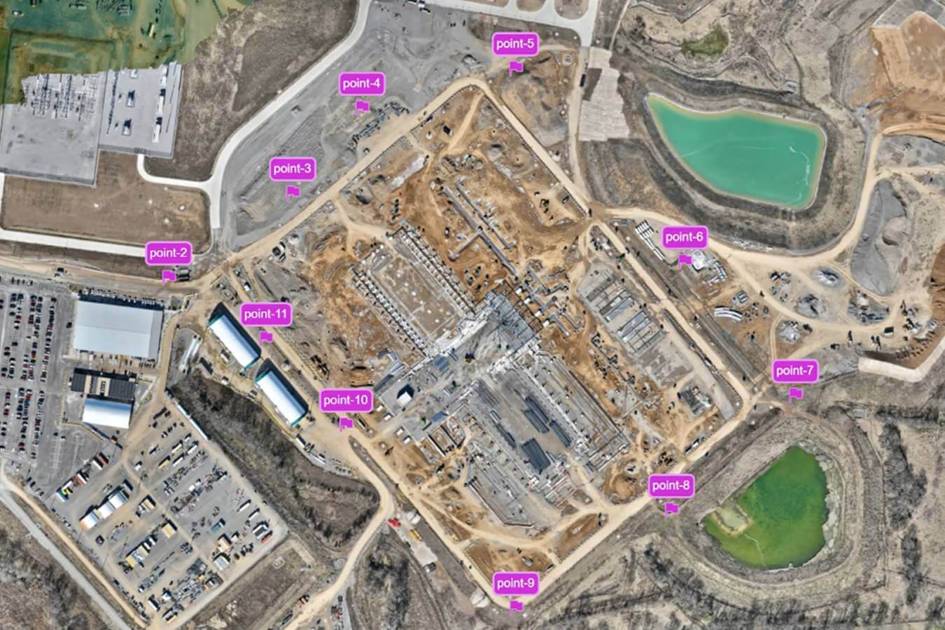 Points of interest shown in Propeller on a worksite map