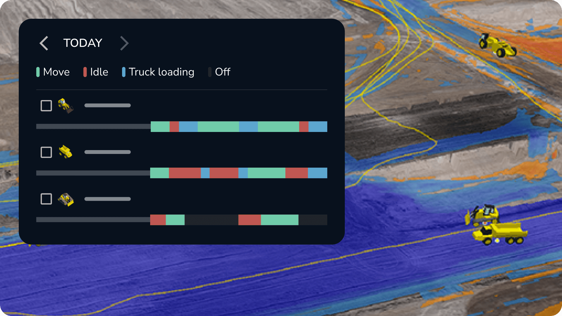in app platform propeller platfrom screenshot UI move idle time truck loading