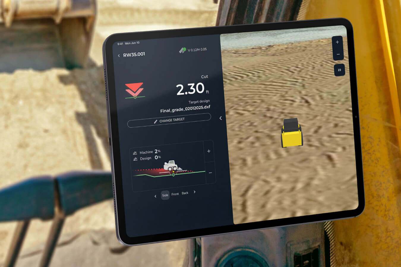 DirtMate indicate shown on an ipad