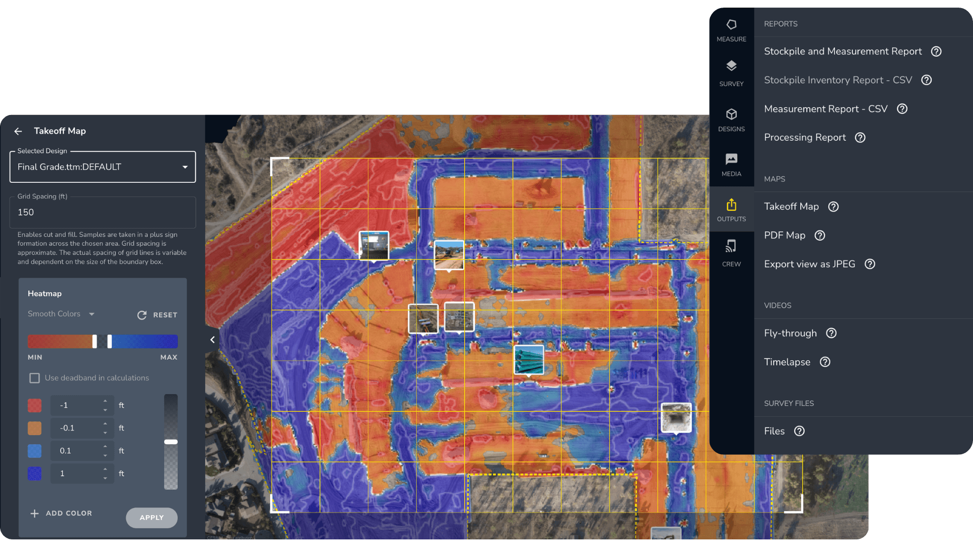 Takeoff Reporting and survey exports in the Propeller platform