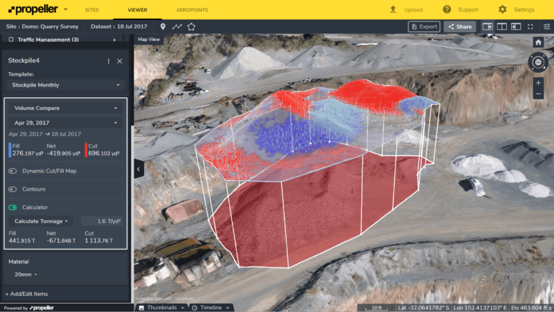 stocks tracking using drone volumetric