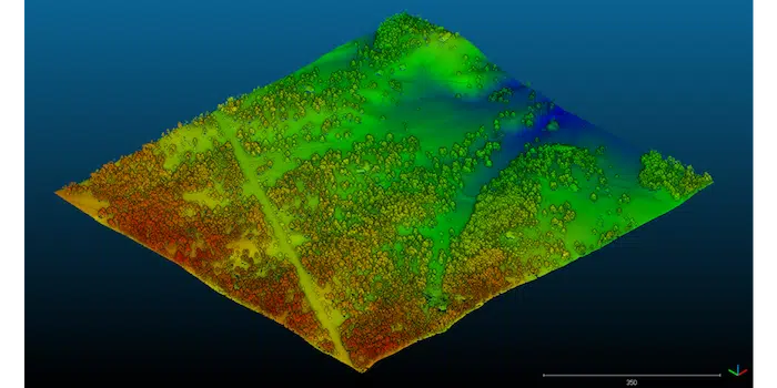 3D digital terrain model created from drone photogrammetry data