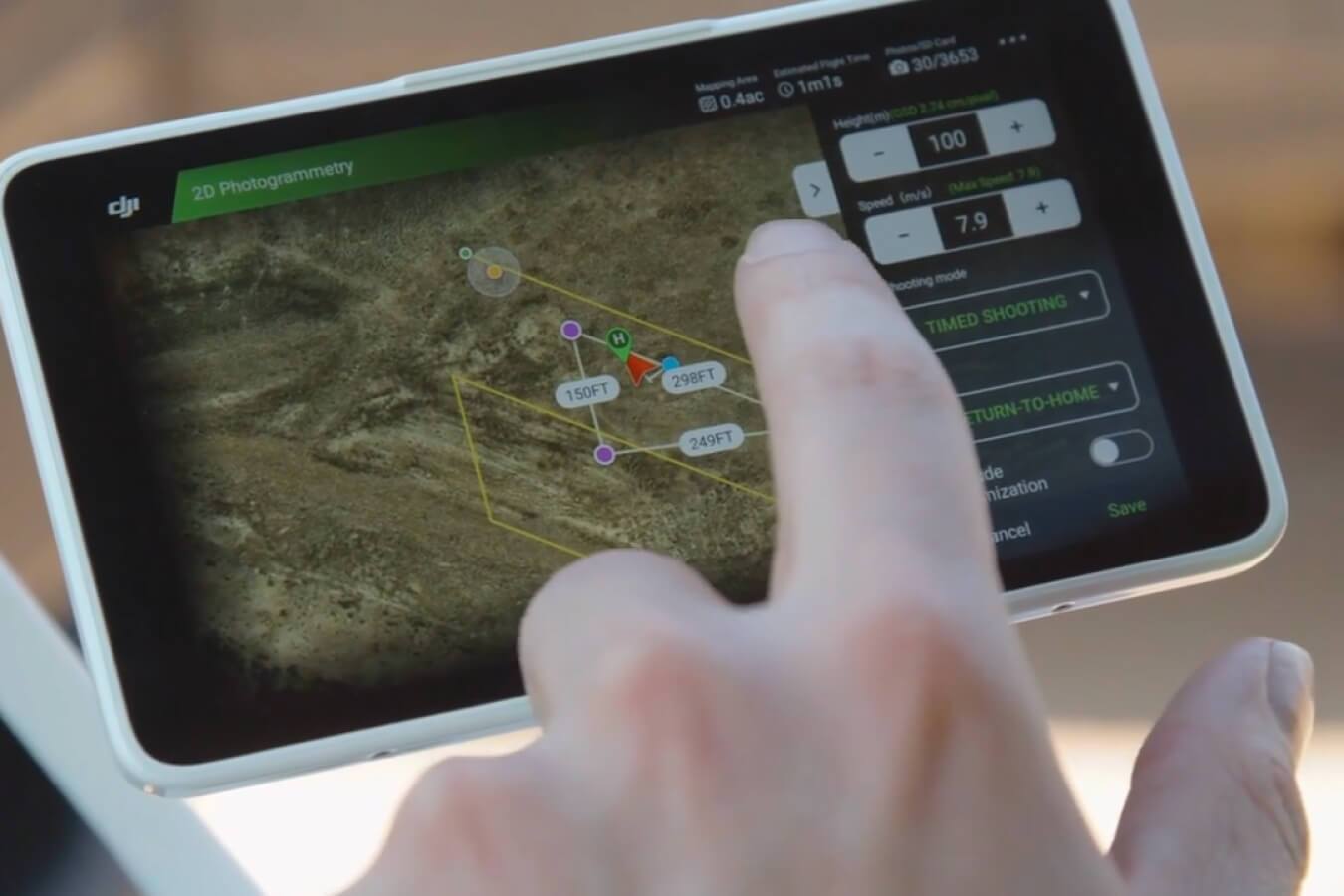 using DJI flight planning software on a drone