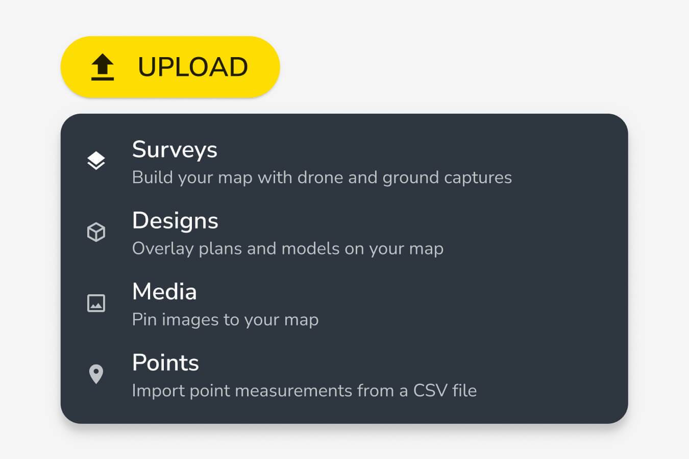 upload buttons for survey designs in Propeller