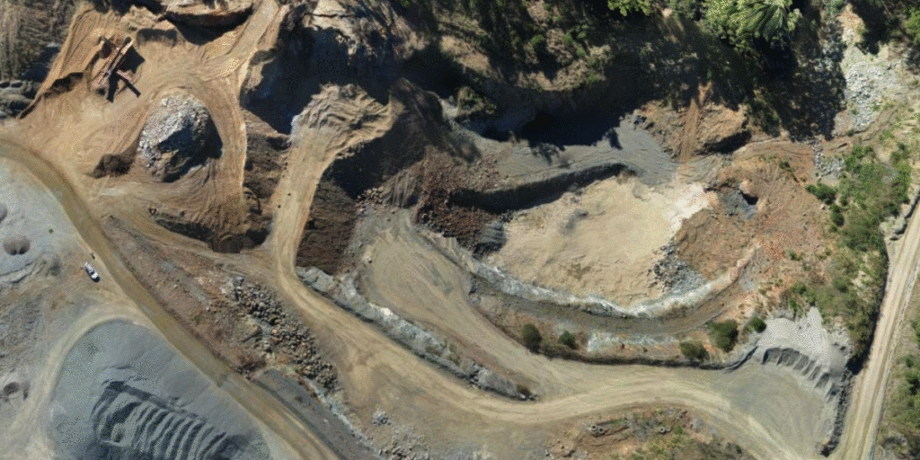 3D drone survey model used for earthworks planning and site measurement 