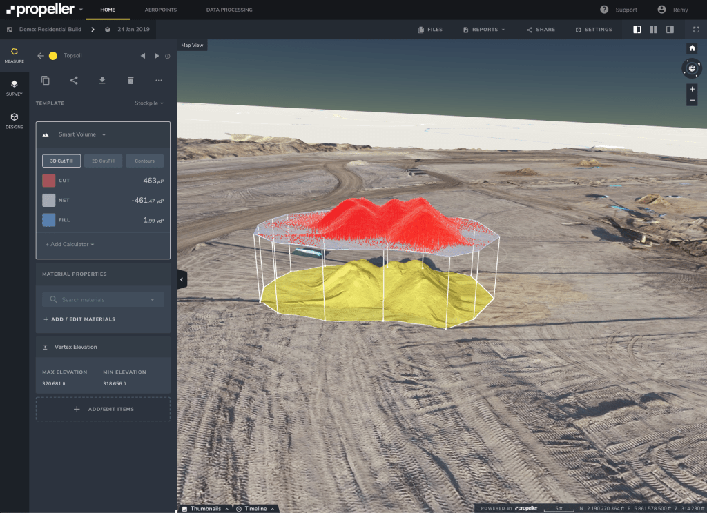 Stockpile screenshot 3D measurement